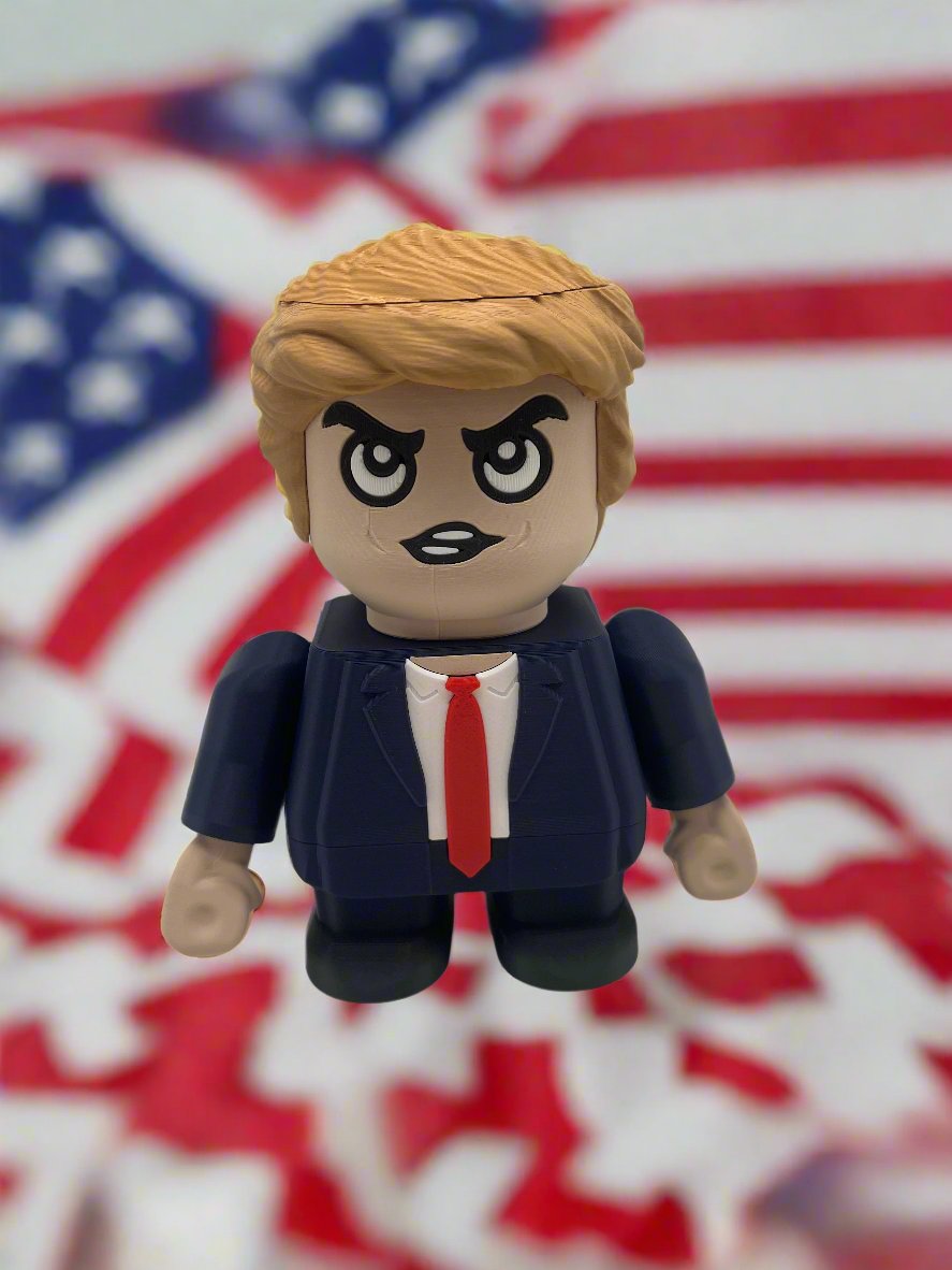 LEGO-inspired Donald Trump Medium Scale 6"- 8" Chunk Display Figure Collectible