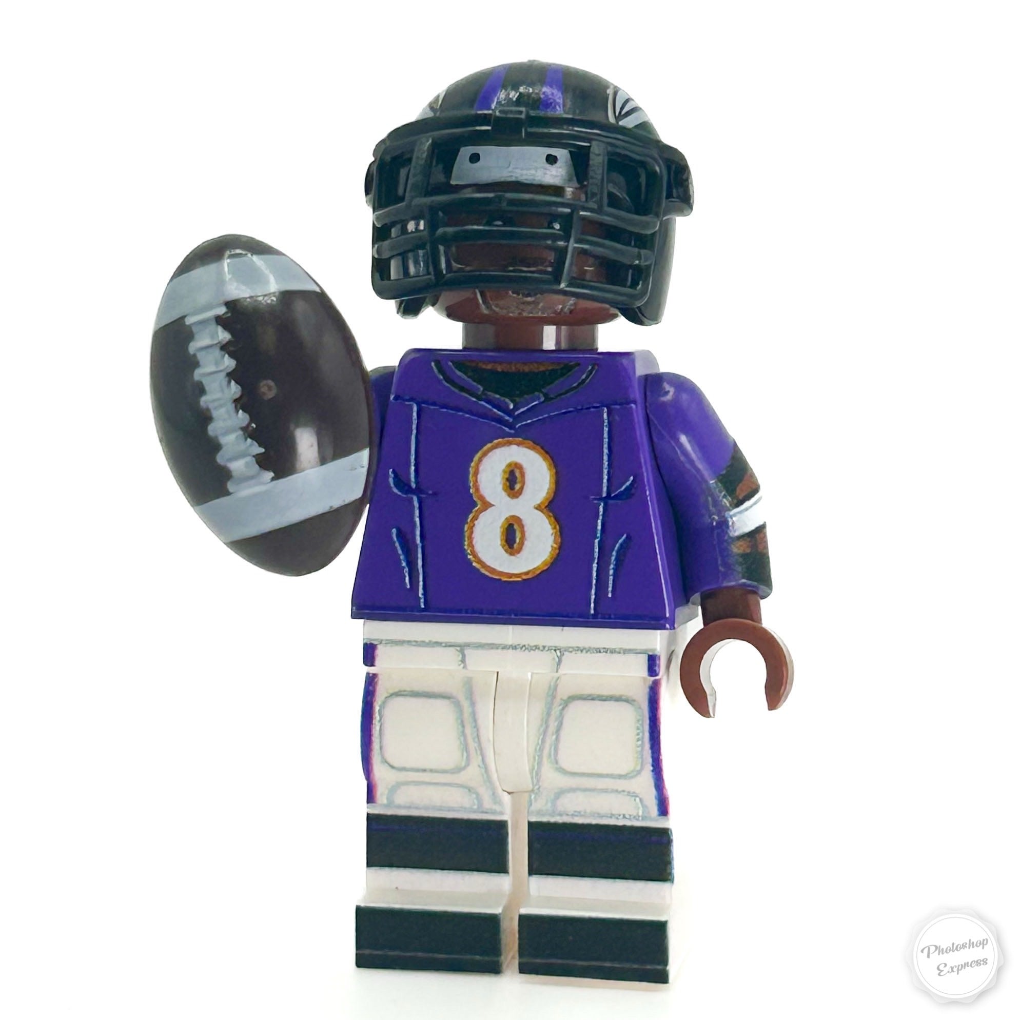 Brickshow Shop Custom LEGO® Minifigure – #8 QB Ravens Football Player - B3 Customs Collectible