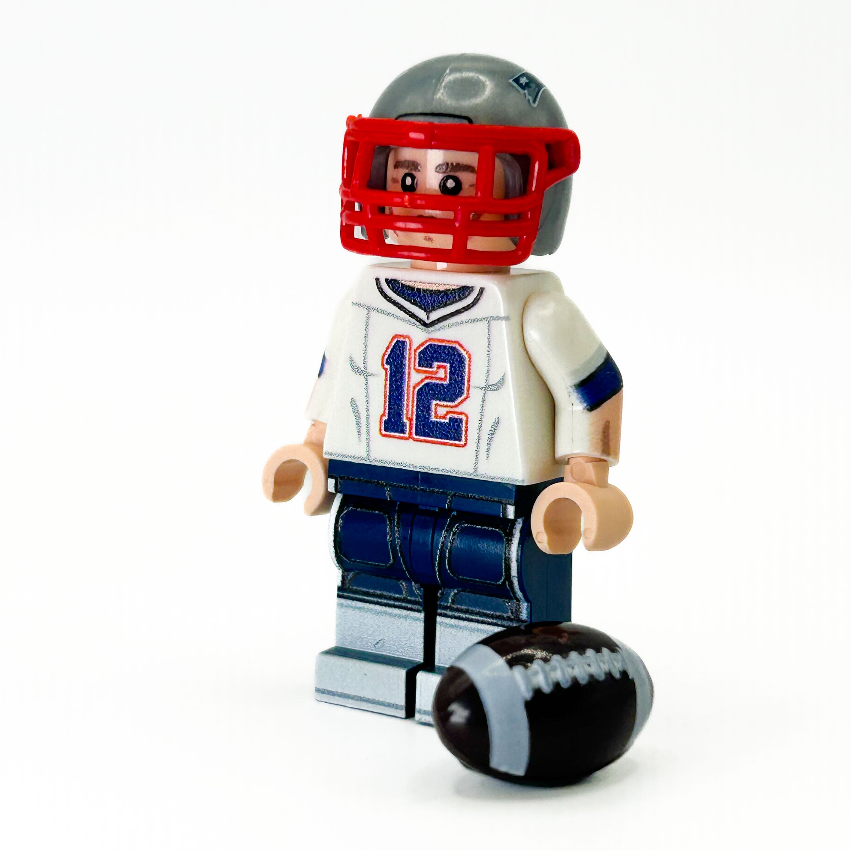 Brickshow Shop Custom LEGO® Minifigure – #12 QB Patriots Football Player - B3 Customs Collectible