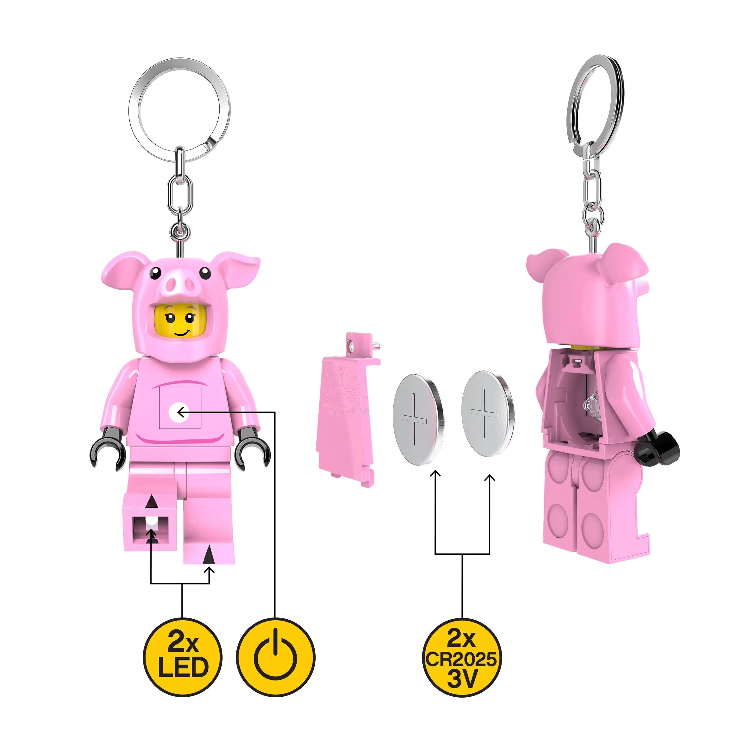 LEGO® Large 3 Inch Tall Figure Keychain Light - Little Piggy Girl (KE212H)