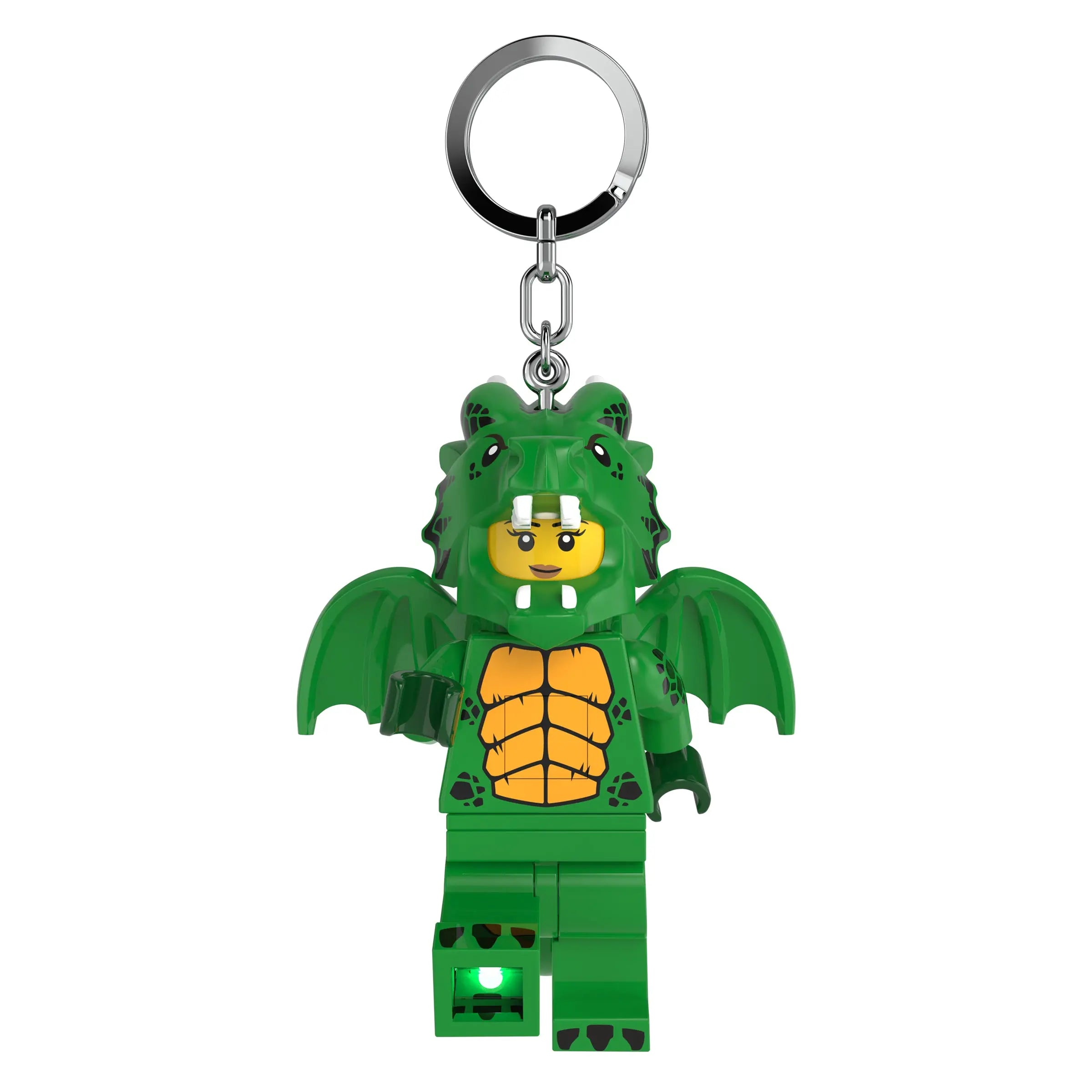 LEGO® Large 3 Inch Tall Figure Keychain Light - Green Dragon Costume Girl (KE224H)