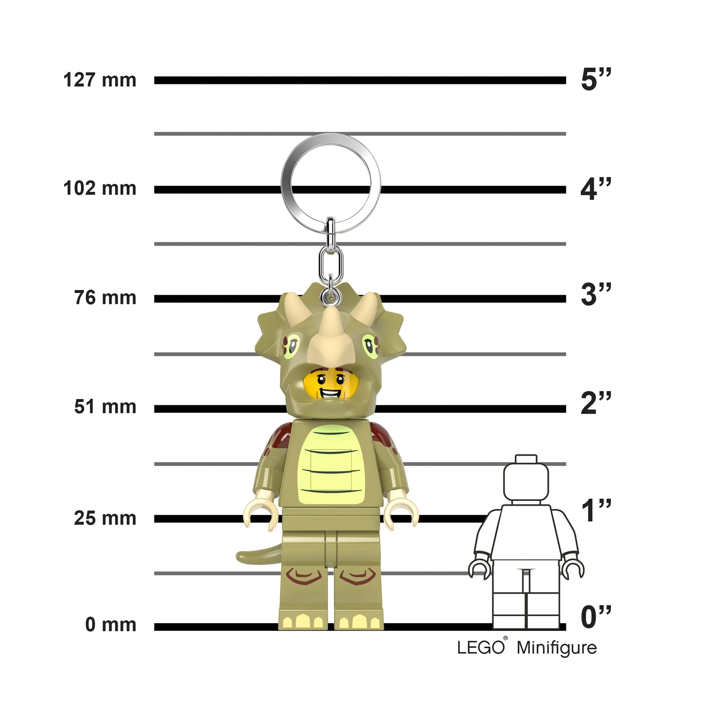 LEGO® Large 3 Inch Tall Figure Keychain Light - Triceratops Costume Fan (KE238H)
