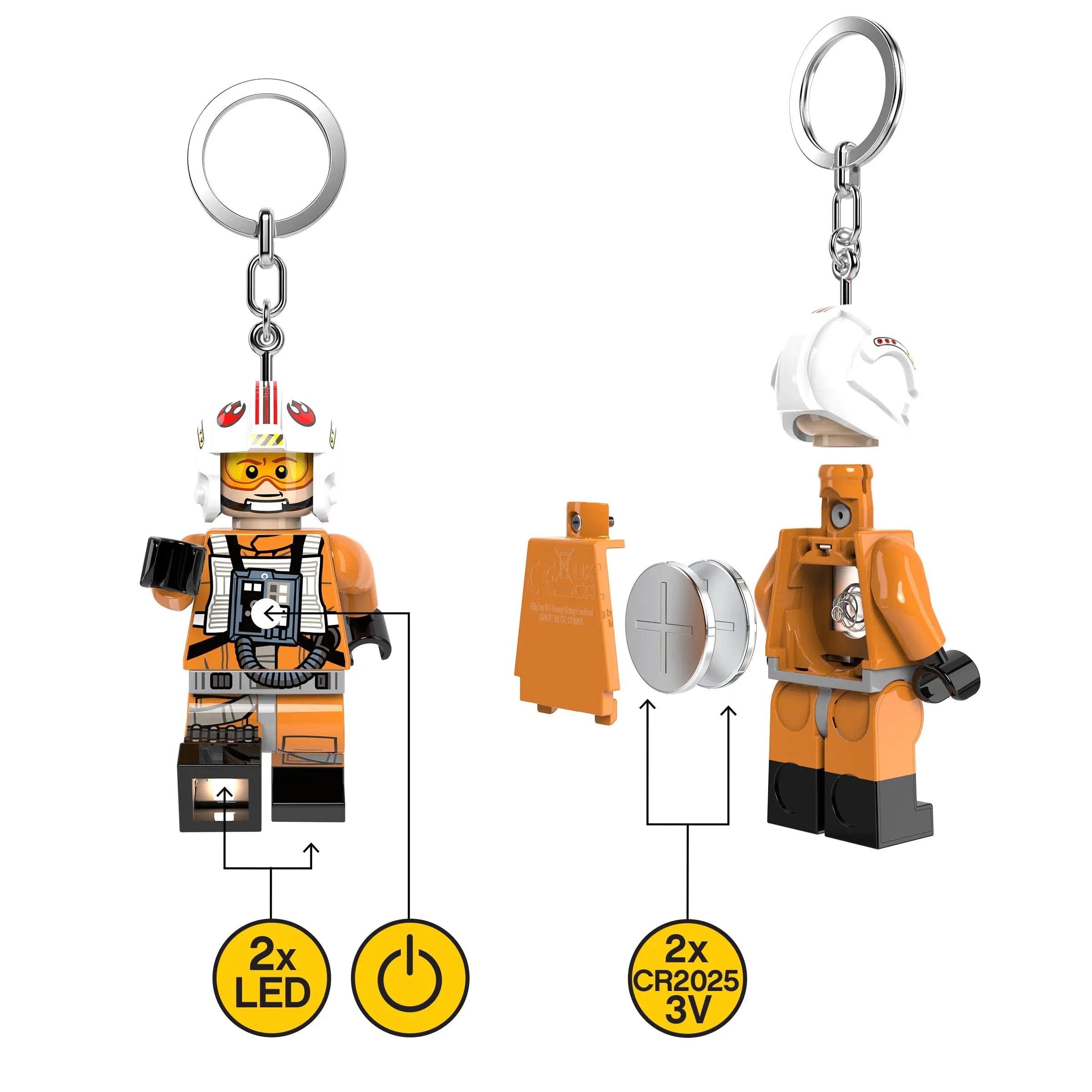 LEGO® Large 3 Inch Tall Figure Keychain Light - Luke Skywalker Pilot (KE244H)