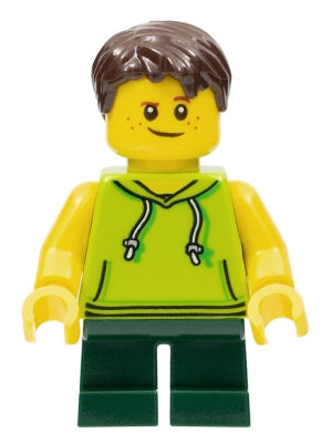 Preowned LEGO® Minifigure – LEGOLAND Parks LLP023 LEGOLAND Park Boy w/Dark Brown Hair Lime