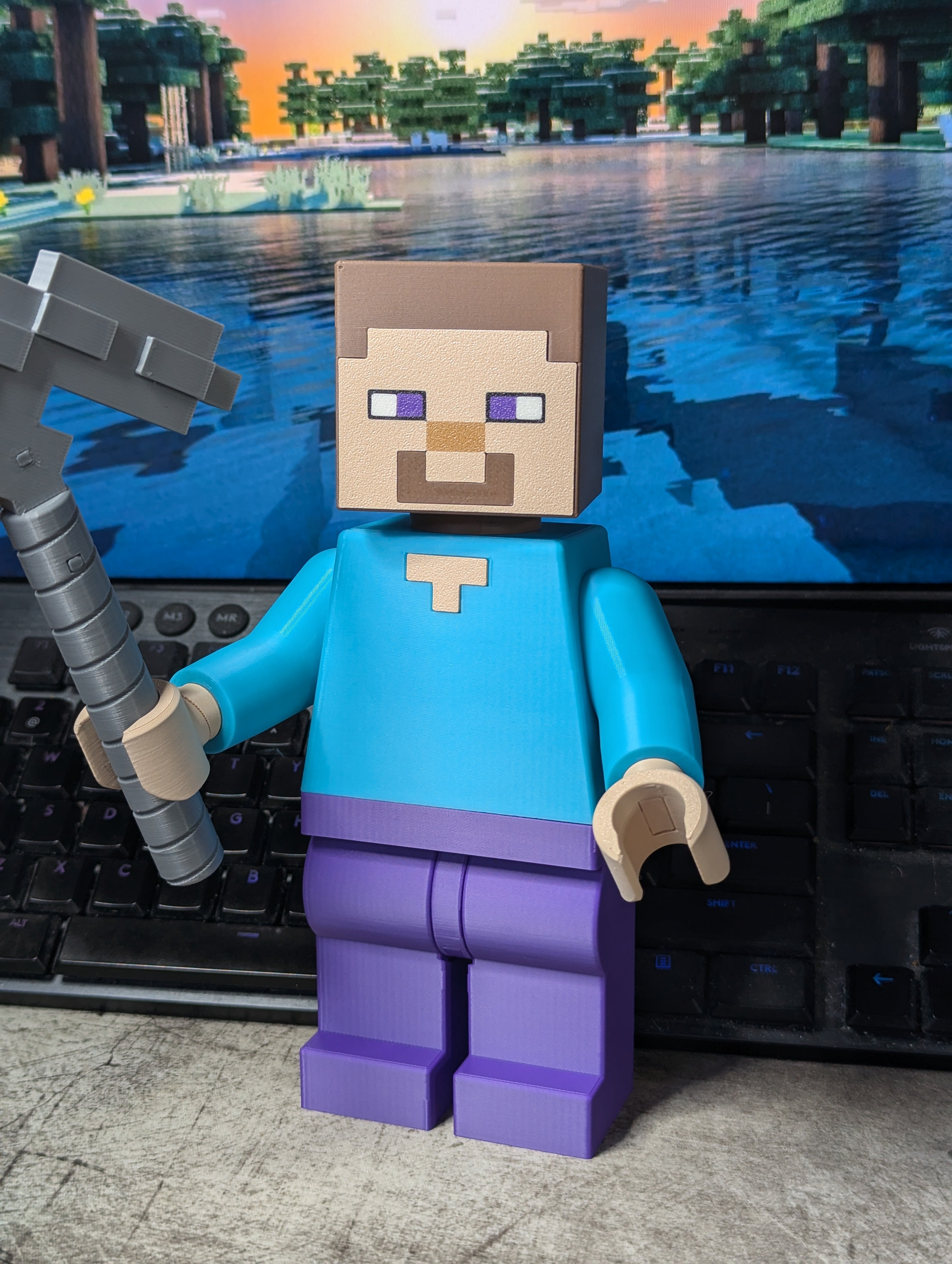LEGO-inspired Minecraft Steve Display Figure Collectible