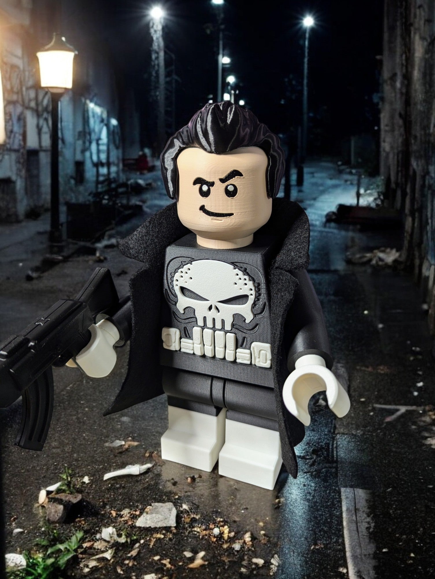 LEGO-inspired Marvel Punisher Display Figure Collectible