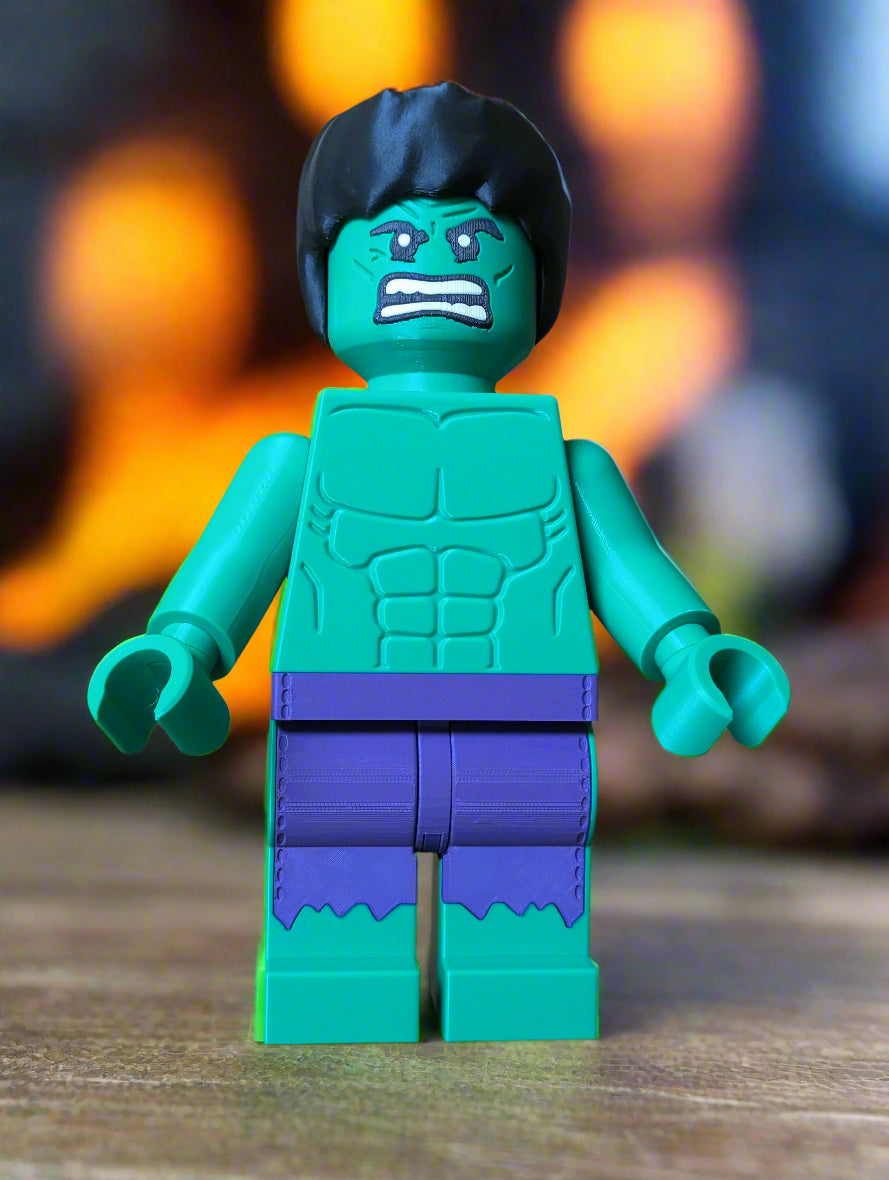 3D Printed LEGO-Inspired Marvel Hulk Minifig BAM Good