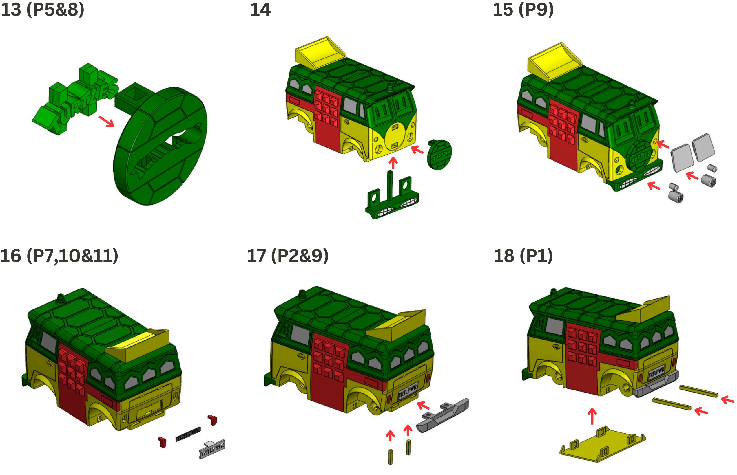 3D Printed TMNT Party Wagon Building Kit
