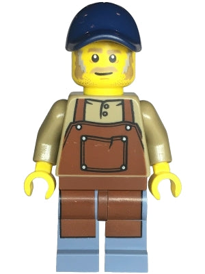 Preowned LEGO® Minifigure – BrickLink Designer Program adp114 Snack Shack Vendor - Male, Dark Tan Top with Reddish Brown Apro