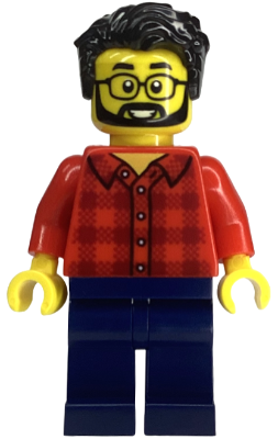 Preowned LEGO® Minifigure – BrickLink Designer Program adp149 (Camper - Male, Red Plaid Flannel Shirt, Dark Blue Legs, Black