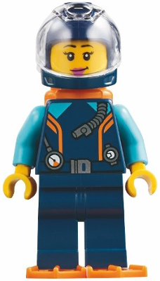 Preowned LEGO® Minifigure – BrickLink Designer Program adp151 (Harbormaster's Office Diver - Dark Blue Diving Suit and He