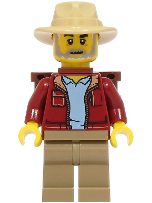 Preowned LEGO® Minifigure – BrickLink Designer Program adp157 (Lost City Explorer - Male, Dark Red Jacket with Bright Light B