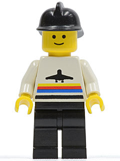 Preowned LEGO® Minifigure – Town air001 Airport Classic Black Legs Black Fire Helmet
