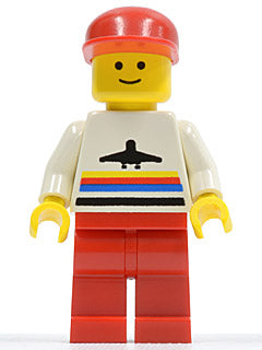 Preowned LEGO® Minifigure – Town air004 Airport Classic Red Legs Red Cap