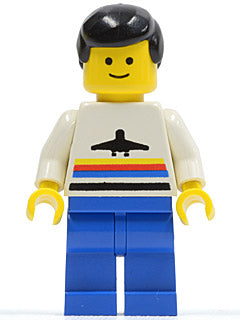 Preowned LEGO® Minifigure – Town air006 Airport Classic Blue Legs Black Male Hair
