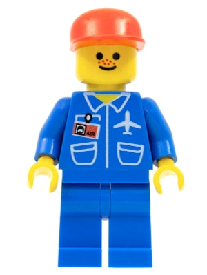 Preowned LEGO® Minifigure – Town air007 Airport Blue Blue Legs Red Cap
