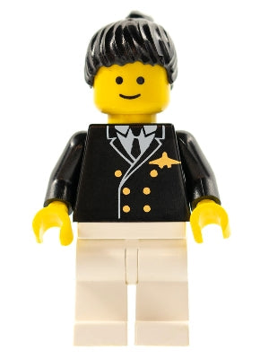 Preowned LEGO® Minifigure – Town air020 Airport Pilot White Legs Black Ponytail Hair