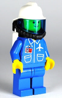 Preowned LEGO® Minifigure – Town air025 Airport Blue Blue Legs White Fire Helmet Breathing