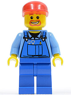 Preowned LEGO® Minifigure – Town air031 Overalls w/Tools in Pocket Blue Red Cap
