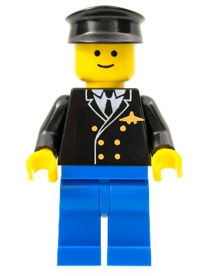 Preowned LEGO® Minifigure – Town air037 Airport Pilot Blue Legs Black Hat
