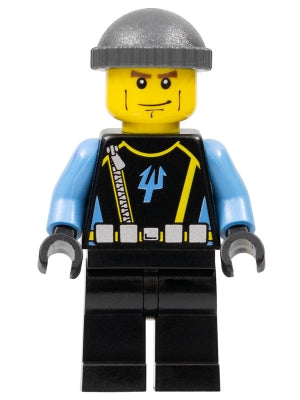 Preowned LEGO® Minifigure – Aquazone aqu018 Aquaraider Diver 4 Dark Bluish Gray Knit Cap