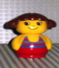 Preowned LEGO® Minifigure – Primo baby012 Primo Figure Girl w/Red Base Yellow Top w/Red Swi