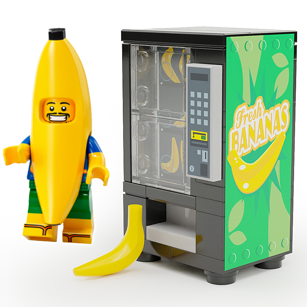 Brickshow Shop Fresh Bananas w/ Banana Guy Minifigure - B3 Customs Fruit Vending Machine made using LEGO parts Building Kit