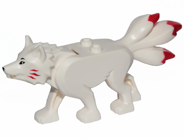 LEGO® Minifigure Animals – Wolf with Black Eyes and Nose on Three Tails Pattern (Ninjago Akita) bb0916c01pb01