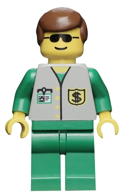 Preowned LEGO® Minifigure – Town bnk001 Bank Green Legs Brown Male Hair