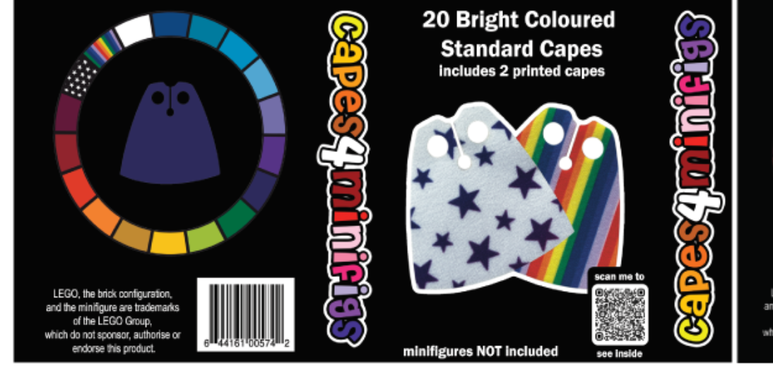 LEGO® Compatible Bright Standard Minifigure Cape Pack (20pc)