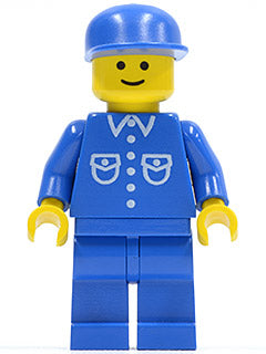 Preowned LEGO® Minifigure – Town but007 Shirt w/6 Buttons Blue Blue Legs Blue Cap