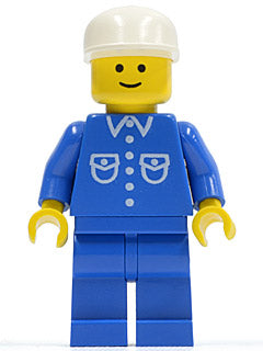 Preowned LEGO® Minifigure – Town but016 Shirt w/6 Buttons Blue Blue Legs White Cap