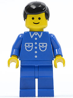 Preowned LEGO® Minifigure – Town but019 Shirt w/6 Buttons Blue Blue Legs Black Male Hair