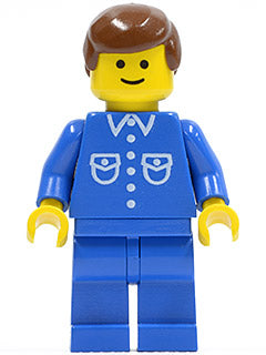 Preowned LEGO® Minifigure – Town but022 Shirt w/6 Buttons Blue Blue Legs Brown Male Hair