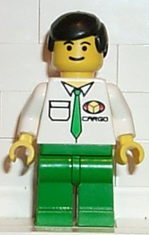 Preowned LEGO® Minifigure – Town car001 Cargo White Shirt Green Legs Black Male Hair