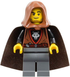 Preowned LEGO® Minifigure – Castle cas585 Wolfpack - Dark Bluish Gray Legs, Dark Brown Cape, Reddish Brown Hood