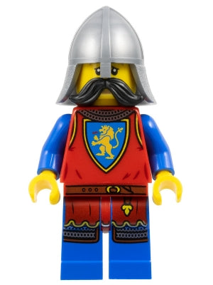 Preowned LEGO® Minifigure – Castle cas589 Lion Knight - Male, Flat Silver Neck-Protector, Black Moustache Tower Guard