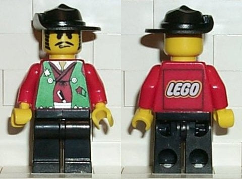 Preowned LEGO® Minifigure – Studios cc4065 Male Actor Red Shirt Black Wide Brim Hat