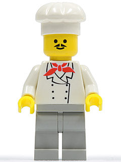 Preowned LEGO® Minifigure – Town chef005 Chef Light Gray Legs Moustache