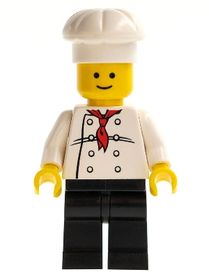 Preowned LEGO® Minifigure – Town chef014 Chef White Torso w/8 Buttons Black Legs Standard G