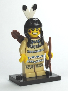 LEGO® Collectible Minifigure Series 1 – col01-1 Tribal Hunter set w/Stand & Acces Complete Set with Stand & Accessories