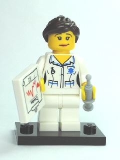LEGO® Collectible Minifigure Series 1 – Nurse set w/Stand & Acces (col01-11) Complete Set with Stand & Accessories