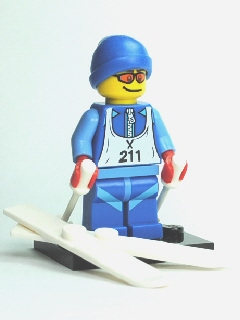 LEGO® Collectible Minifigure Series 2 – Skier set w/Stand & Acces (col02-12) Complete Set with Stand & Accessories