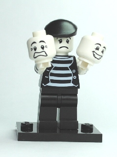 LEGO® Collectible Minifigure Series 2 – col02-9 Mime set w/Stand & Acces Complete Set with Stand & Accessories