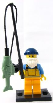 LEGO® Collectible Minifigure Series 3 – col03-1 Fisherman set w/Stand & Acces Complete Set with Stand & Accessories