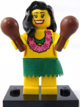 LEGO® Collectible Minifigure Series 3 – Hula Dancer set w/Stand & Acces (col03-14) Complete Set with Stand & Accessories