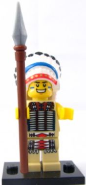 LEGO® Collectible Minifigure Series 3 – col03-3 Tribal Chief set w/Stand & Acces Complete Set with Stand & Accessories