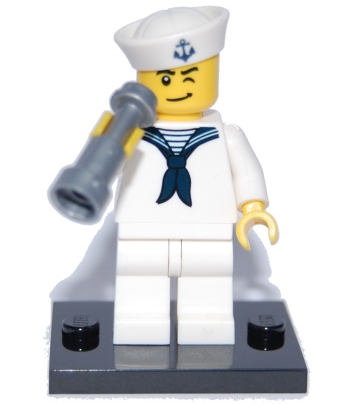 LEGO® Collectible Minifigure Series 4 – Sailor set w/Stand & Acces (col04-10) Complete Set with Stand & Accessories