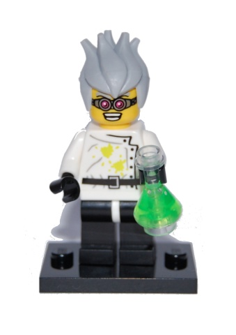 LEGO® Collectible Minifigure Series 4 – Crazy Scientist set w/Stand & Acces (col04-16) Complete Set with Stand & Accessories