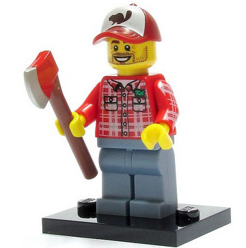 LEGO® Collectible Minifigure Series 5 – col05-8 Lumberjack set w/Stand & Acces Complete Set with Stand & Accessories